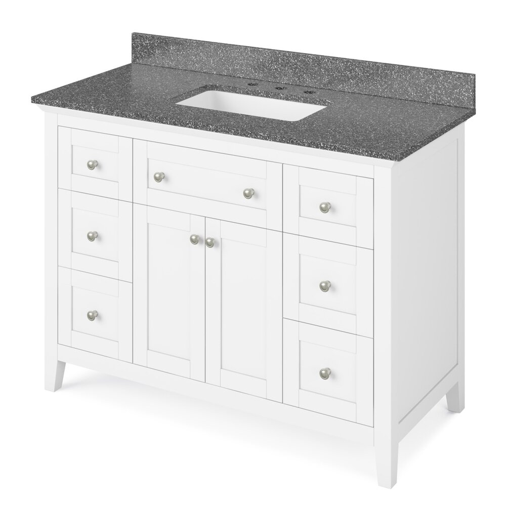 48" White Chatham Vanity With Boulder Cultured Marble Vanity Top