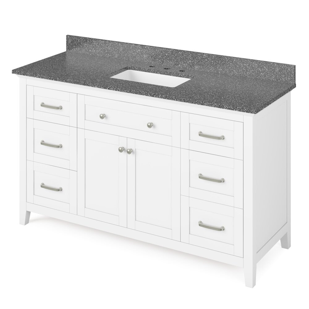60" White Chatham Vanity With Boulder Cultured Marble Vanity Top