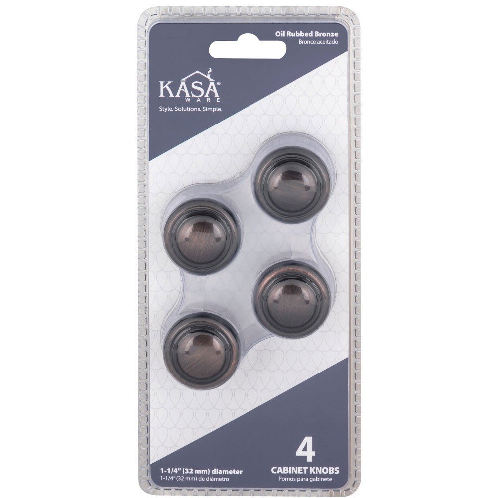 (4pc Pack) 1 1/4" Diameter Cabinet Knob in Brushed Oil Rubbed Bronze