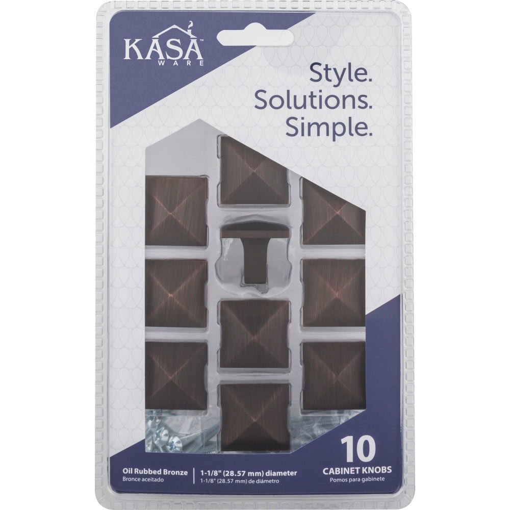 (10pc Pack) 1 1/8" Square Cabinet Knob in Brushed Oil Rubbed Bronze