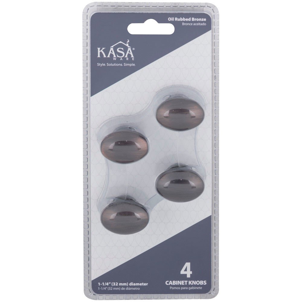 (4pc Pack) 1 1/4" Long Oval Knob in Brushed Oil Rubbed Bronze
