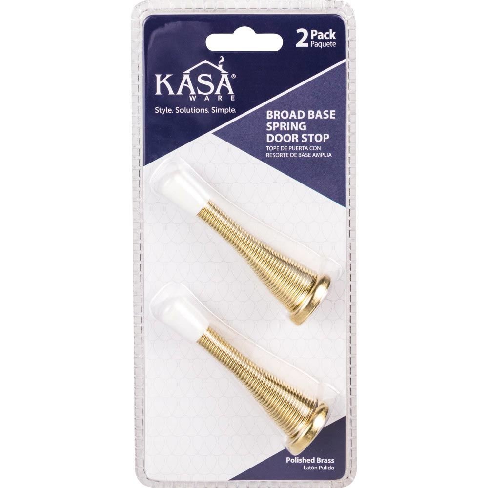 (2pc Pack) Broad Base Spring Door Stops in Polished Brass