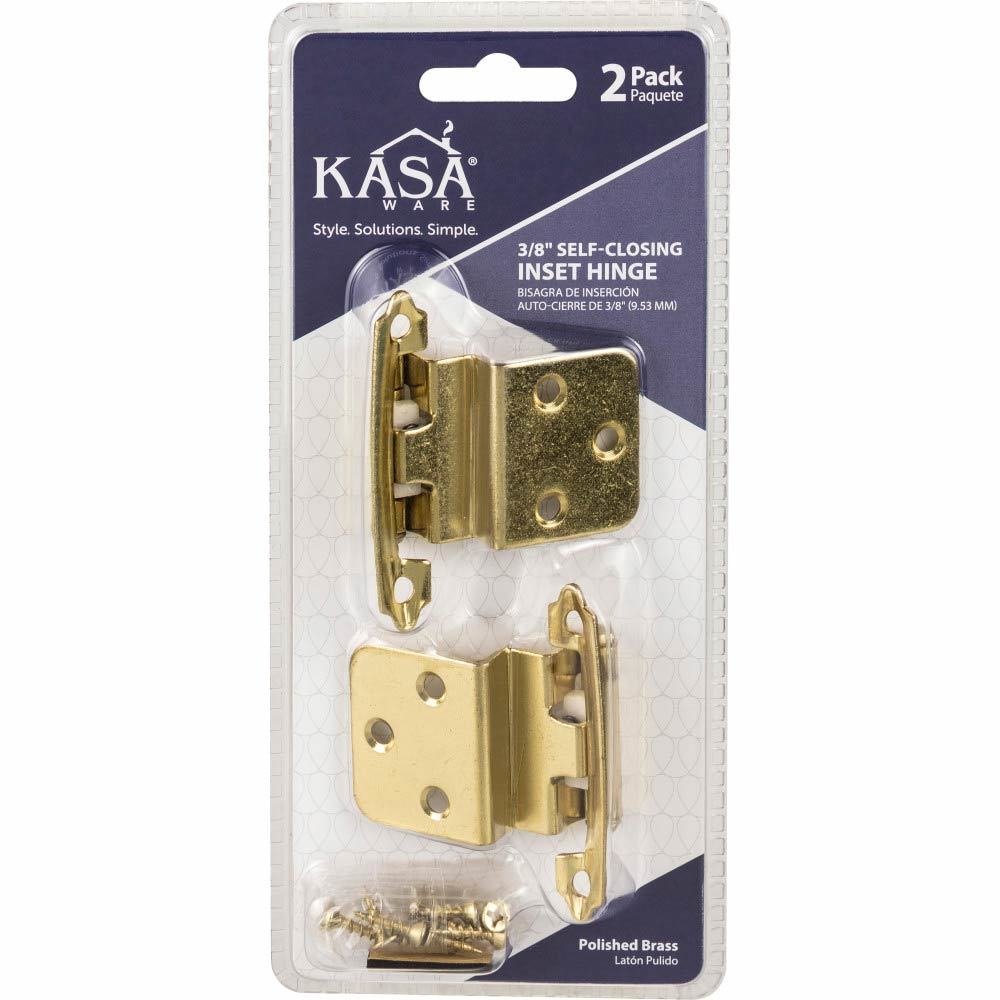 (2pc Pack) 3/8" Self-closing Inset Hinges in Polished Brass