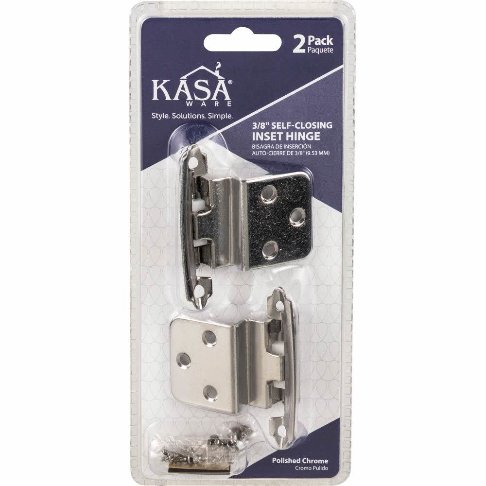 (2pc Pack) 3/8" Self-closing Inset Hinges in Polished Chrome