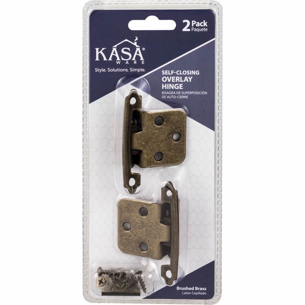 (2pc Pack) Self-closing Overlay Hinges in Burnished Brass