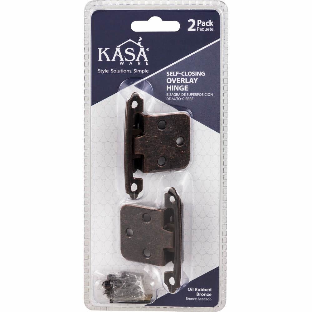 (2pc Pack) Self-closing Overlay Hinges in Brushed Oil Rubbed Bronze