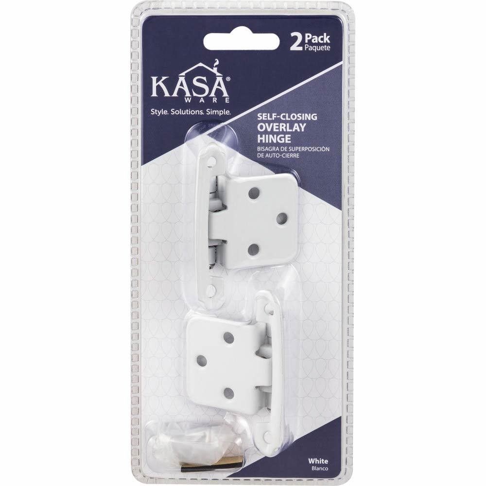 (2pc Pack) Self-closing Overlay Hinges in White