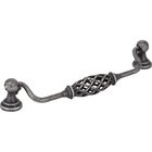 6 1/4" Centers Bird Cage Pull with Backplates in Distressed Antique Silver